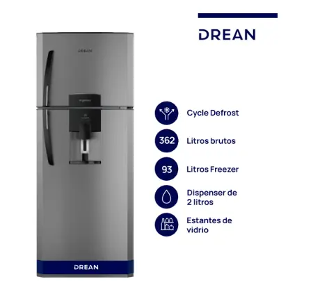 Heladera con freezer Cíclica 362 L Gris Drean - HDR370F61E