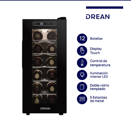 ¡Gran Barata! Cava de vino para 12 botellas Negro Drean - CVDR12CN0 outlet