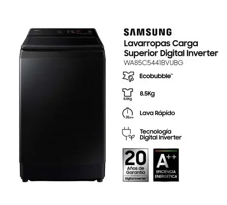 Lavarropas Samsung WA85C5441BVUBG 8,5KG Negro OUTLET