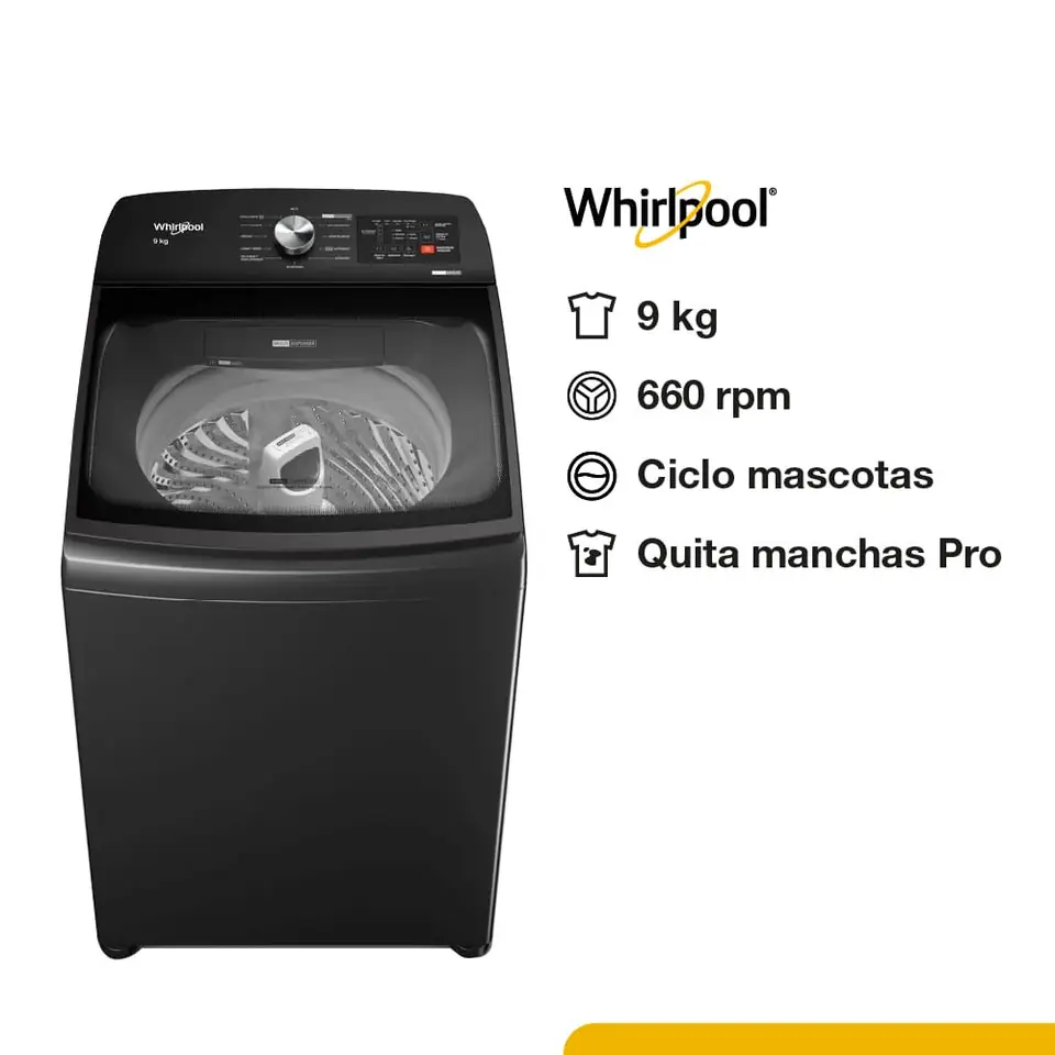 LAVARROPAS WHIRLPOOL CARGA SUPERIOR 9KG OSCURO - OUTLET