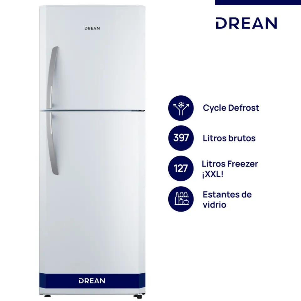 Heladera DREAN con freezer Cíclica 397 L Blanca - HDR400F30B