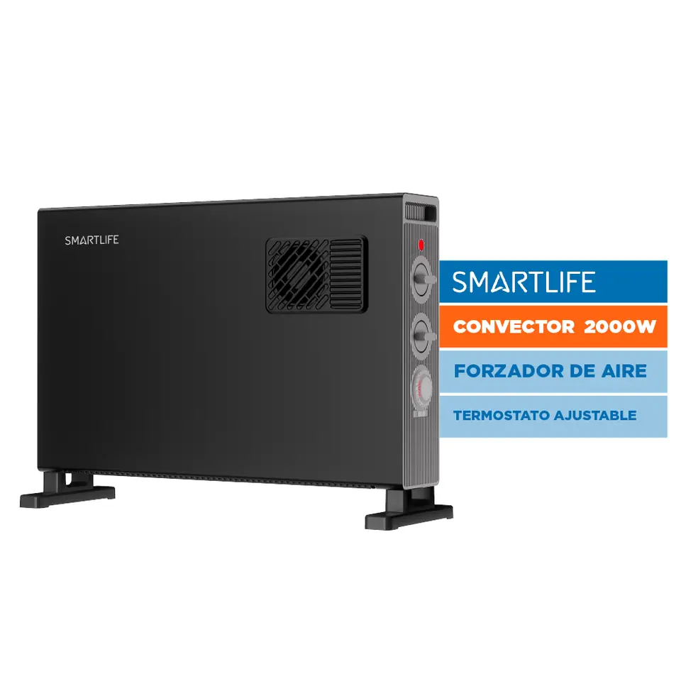 Calefactor Electrico SMARTLIFE 2000W Timer Negro - SL-CO2000FTPN