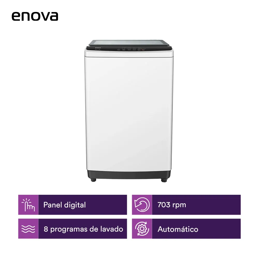 Lavarropas ENOVA carga superior 8 kg Blanco - LNV-LE08S10-BL