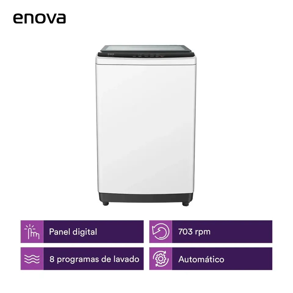 Lavarropas ENOVA carga superior 8 kg Blanco - LNV-LE08S10-BL