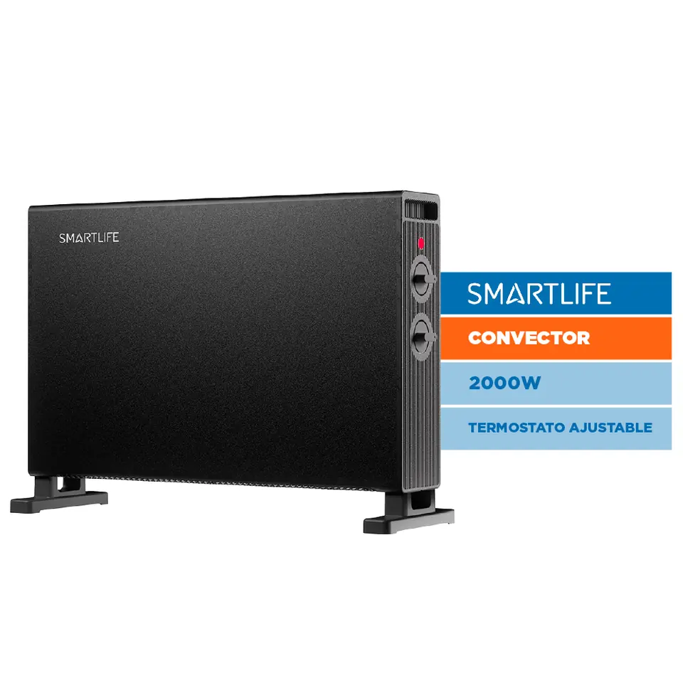 Calefactor Electrico SMARTLIFE 2000W Portatil Negro - SL-CO2000PN
