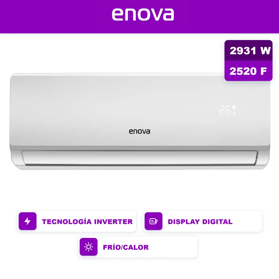 AIRE ACONDICIOANDO ENOVA SPLIT INVERTER 2931 W FRIO/CALOR - PRIMERA