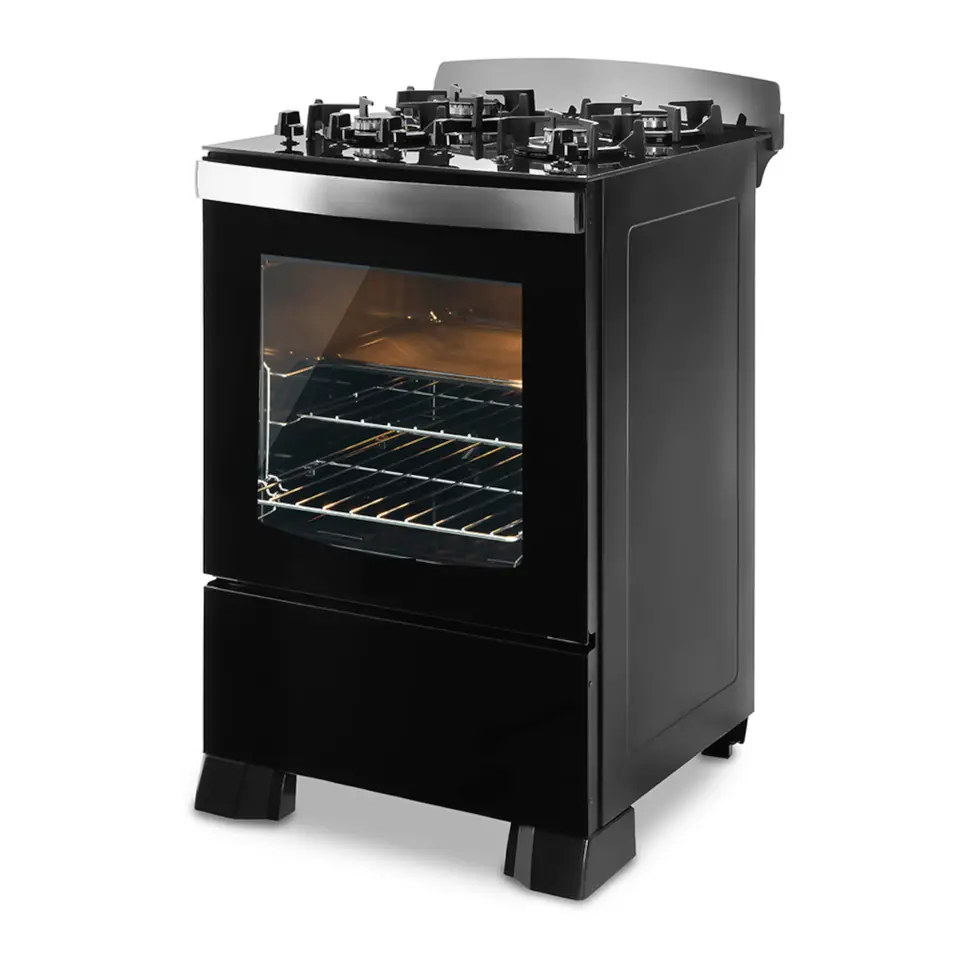 Cocina a Gas Familiar 4 Hornallas Mesada Vidrio Templado Encendido Automático