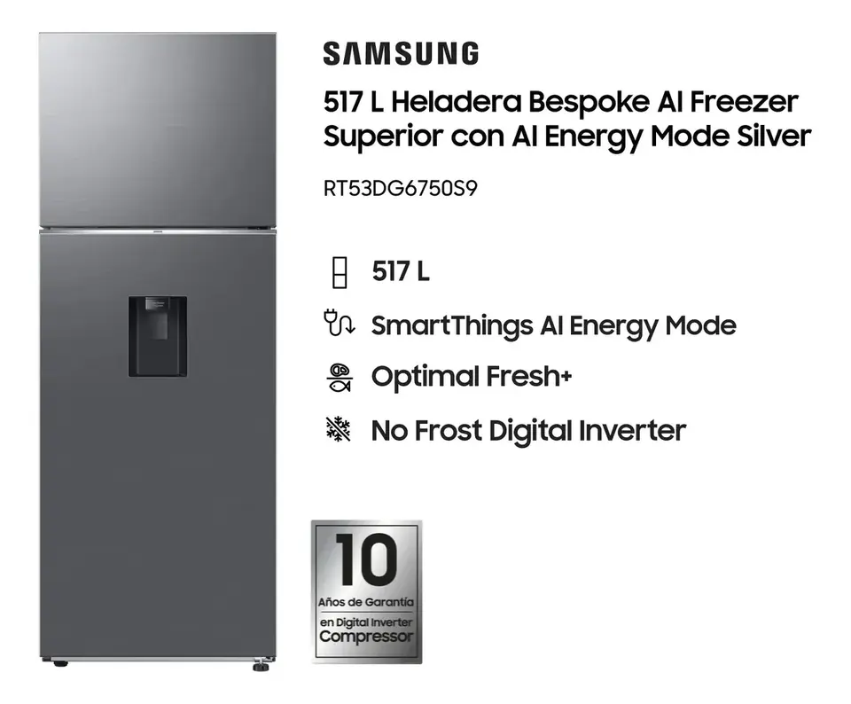 HELADERA SAMSUNG RT53DG6750S9BG 536LTS INOX DISPENSER - OUTLET