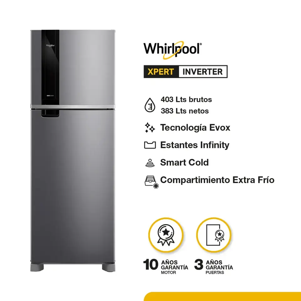 HELADERA WHIRLPOOL 403LTS NO FROST WRM46MK OUTLET PREMIUM