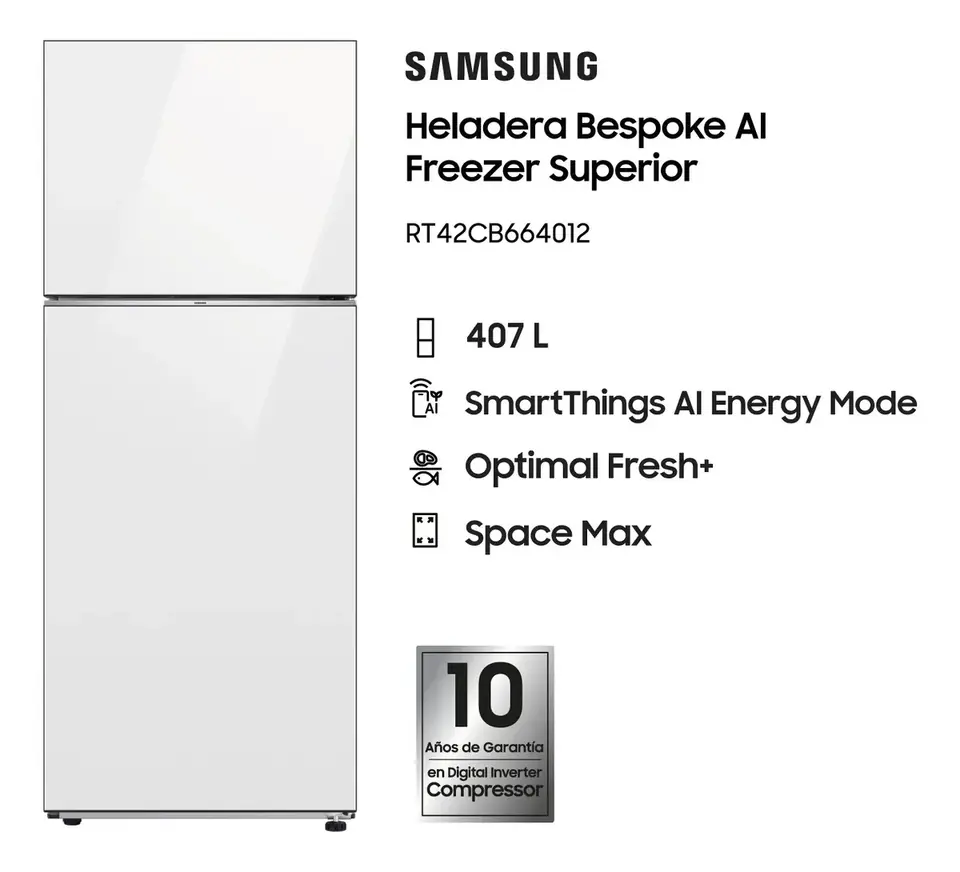 HELADERA SAMSUNG BESPOKE RT42CB664012/B3 CLEAN WHITE PRIMERA