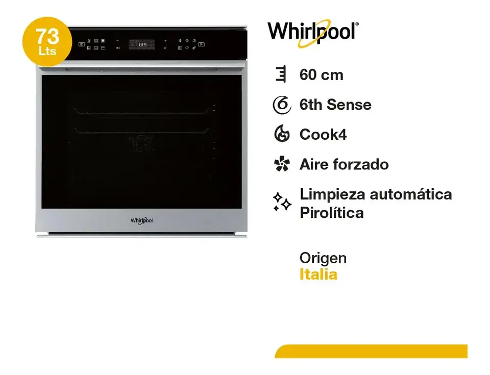 HORNO EMPOTRABLE WHIRLPOOL ELECTRICO 73 LTS WOC73ASDIM - OUTLET PREMIUM