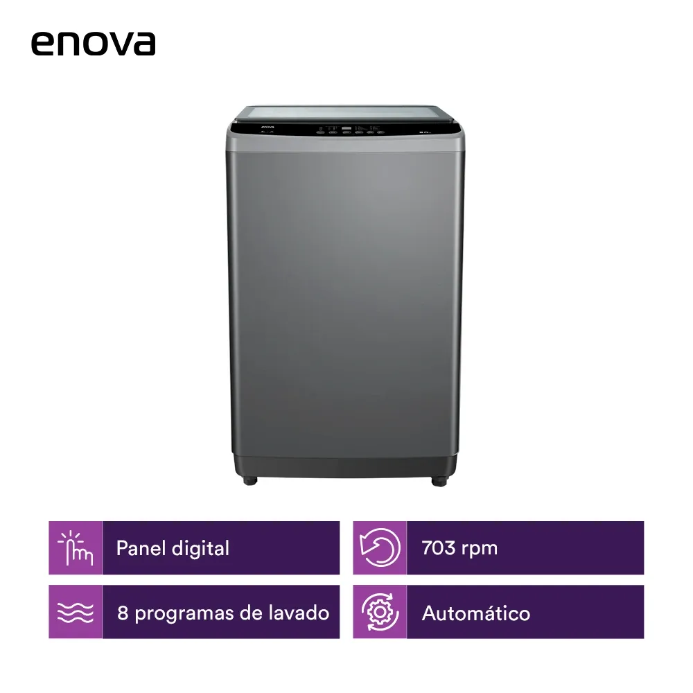 Lavarropas ENOVA carga superior 8 kg Gris - LE08S10-GR-L