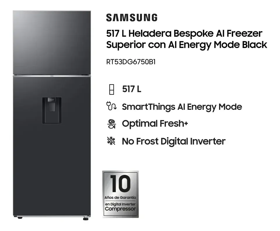 HELADERA SAMSUNG RT53DG6750S9 536LTS BLACK DISPENSER - OUTLET