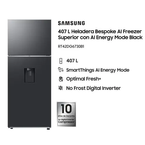 HELADERA SAMSUNG RT42DG6730B1BG 402LTS BLACK DISPENSER PRIMERA