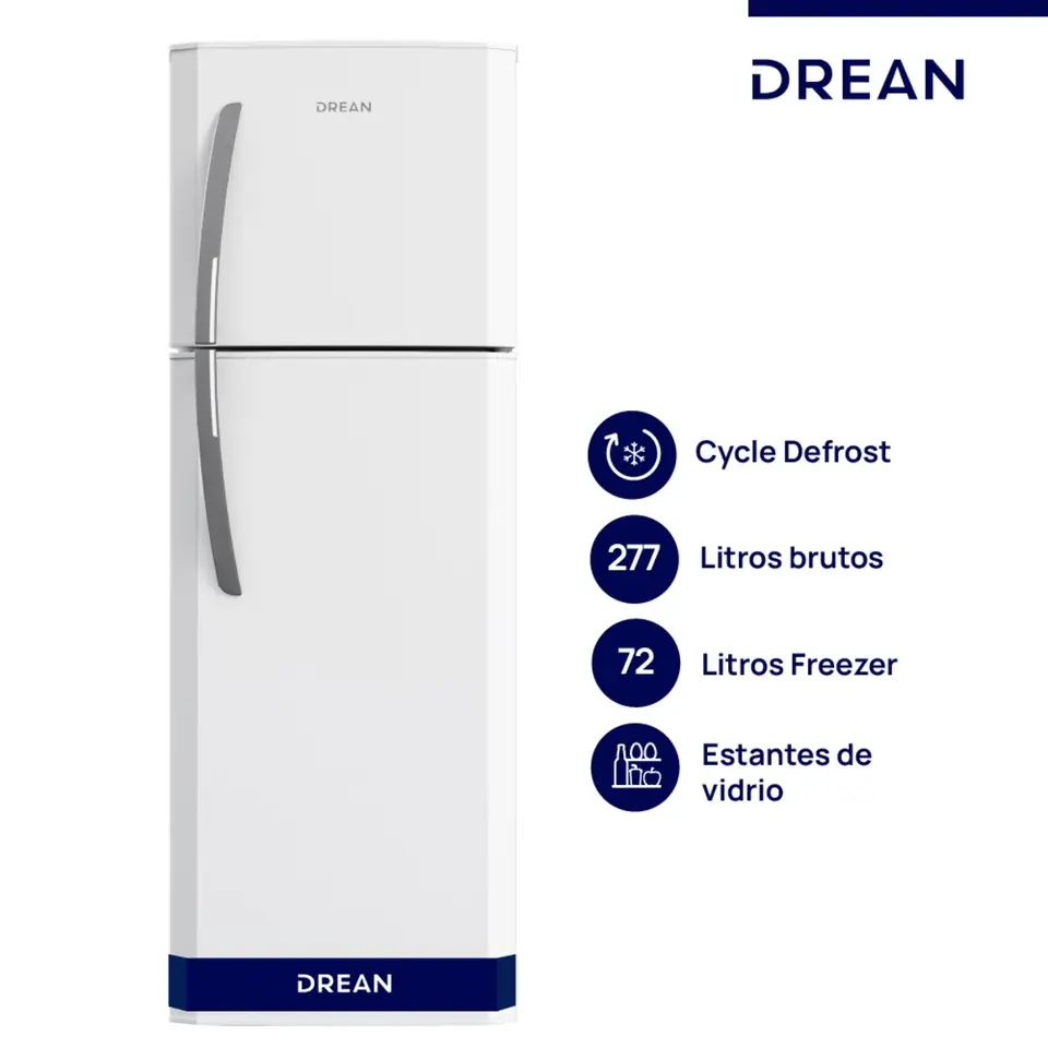 Heladera DREAN con freezer Cíclica 277 L Blanca - HDR280F50B