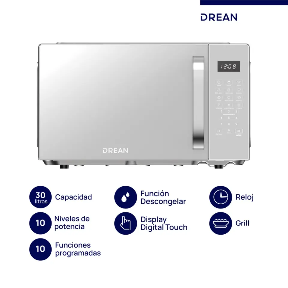Microondas DREAN Digital con Grill 30 L Inox - HMD30ARSJ0
