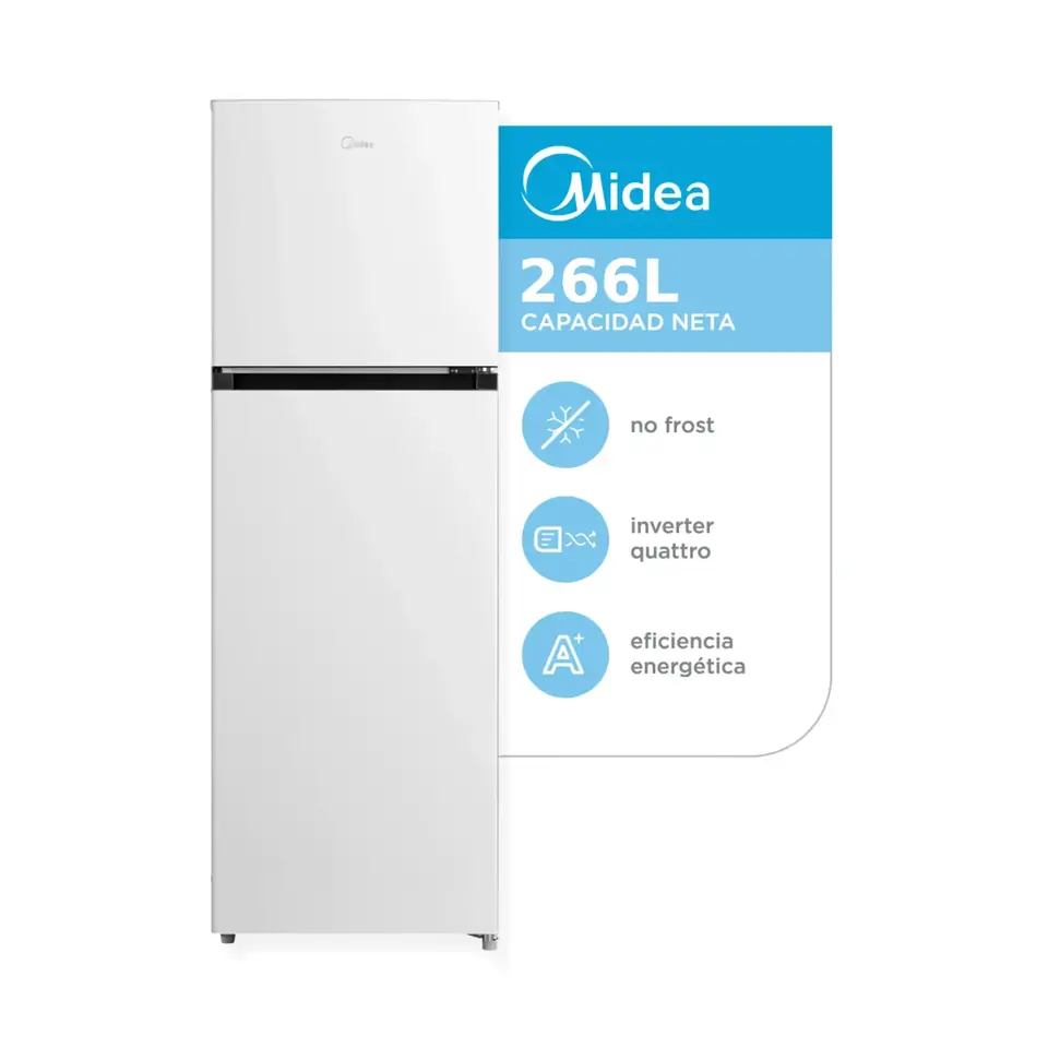 Heladera MIDEA No Frost Inverter 266L Blanca - MDRT385MTF01AD
