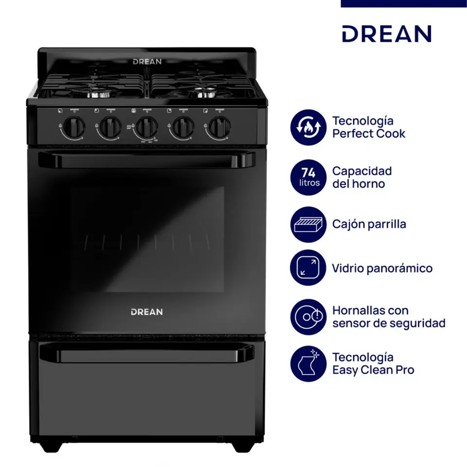 Cocina DREAN Multigas 56 cm Negra Drean - CD5602AN0