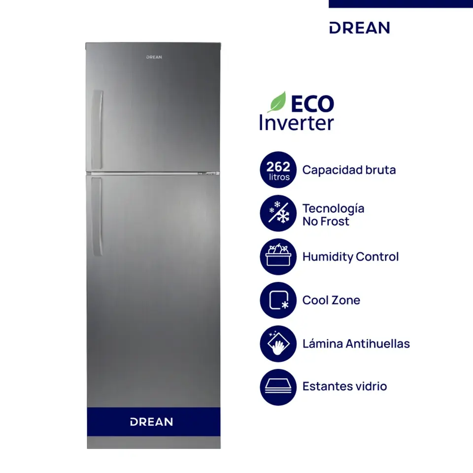 Heladera DREAN No Frost Inverter 262 L Inox Drean - RZN262FXARX0