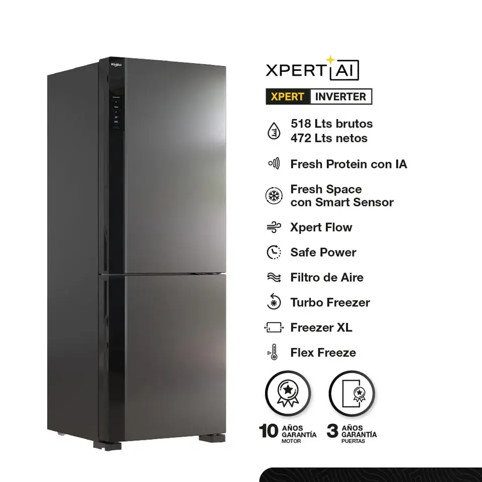 HELADERA WHIRLPOOL WRE68AE NEGRA 472LTS OUTLET PREMIUM