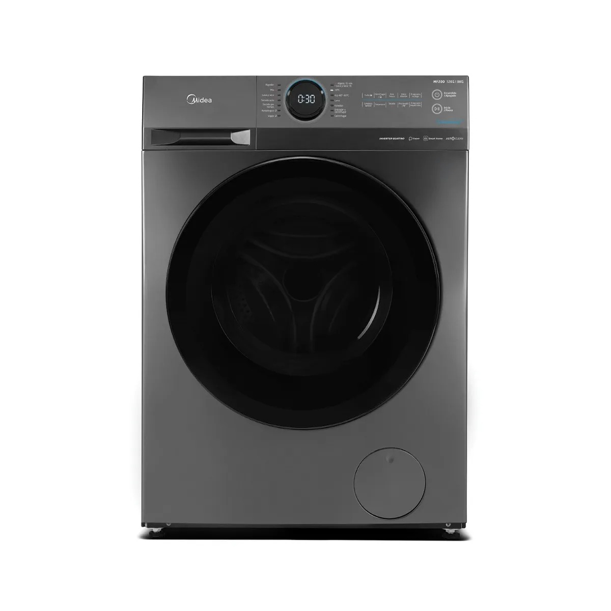 Lavasecarropas MIDEA Lunar Inverter 12Kg Titanium Wifi - MF200D120B/T-A1
