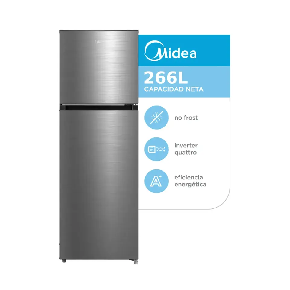 Heladera MIDEA No Frost Inverter 266L Inox - MDRT385MTF46AD