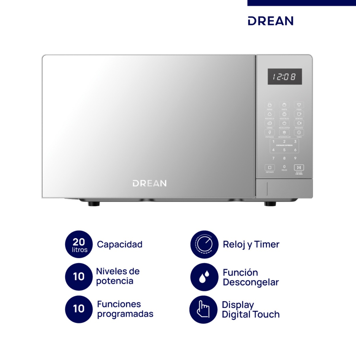 Microondas DREAN Digital 20 L Inox - HMD20ARSB0