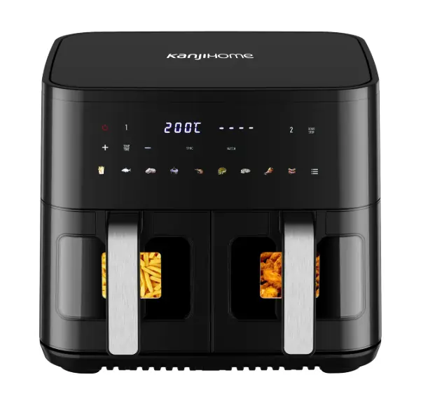 Freidora De Aire Doble Bandeja 9.5 L Air Fryer Digital Kanji Negro