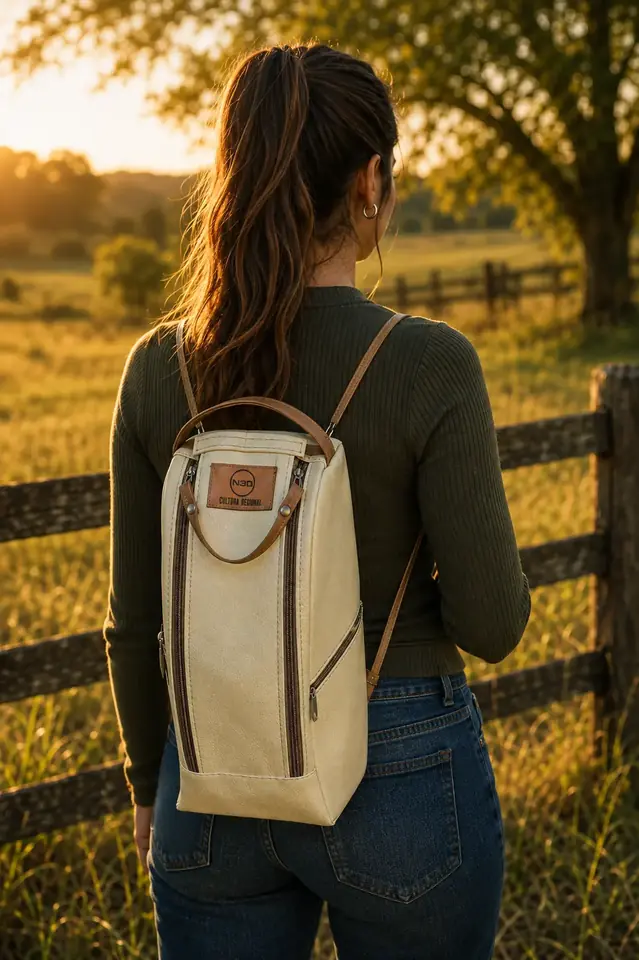 BOLSO MUCHILA MATERO DE ECOCUERO CON YERBERO Y AZUCARERO
