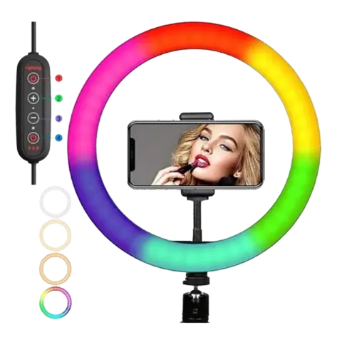 ARO DE LUZ LED RGB  + BLANCO (3 TEMPERATURAS)10" - 26 CM