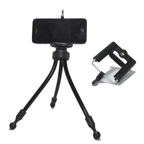 TRÍPODE DE GOMA FLEXIBLE PARA CELULAR - 29 CM.