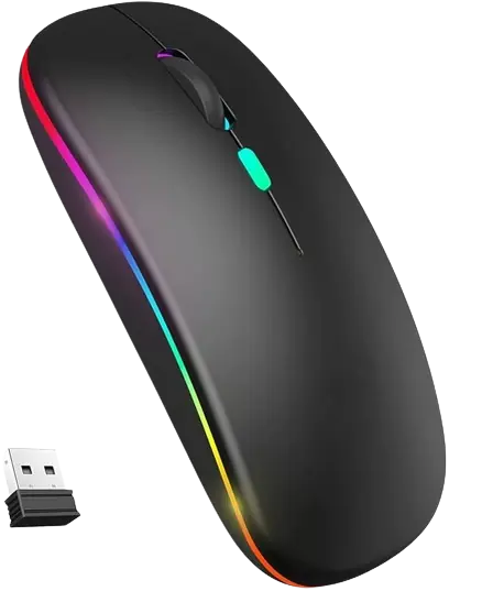 MOUSE INALÁMBRICO RECARGABLE 2.4MHZ - SOLARMAX WM302B DOBLE CONEXIÓN: DONGLE O BT - DETALLES RGB - SILENCIOSO - ¡¡HERMOSO!!