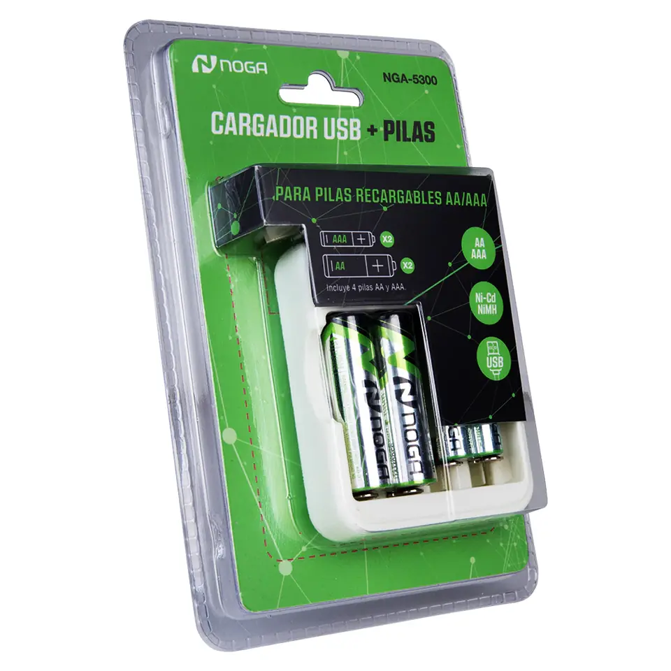 CARGADOR USB + 2 PILAS AA + 2PILAS AAA - NGA-5300