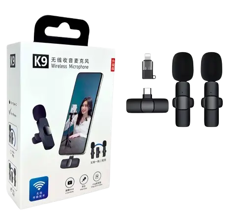 MICRÓFONO CORBATERO BT K9 X 2  TIPO C - RECARGABLE