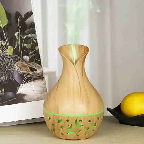 HUMIDIFICADOR ULTRASÓNICO SIMIL MADERA TIPO JARRÓN - AROMATERAPIA