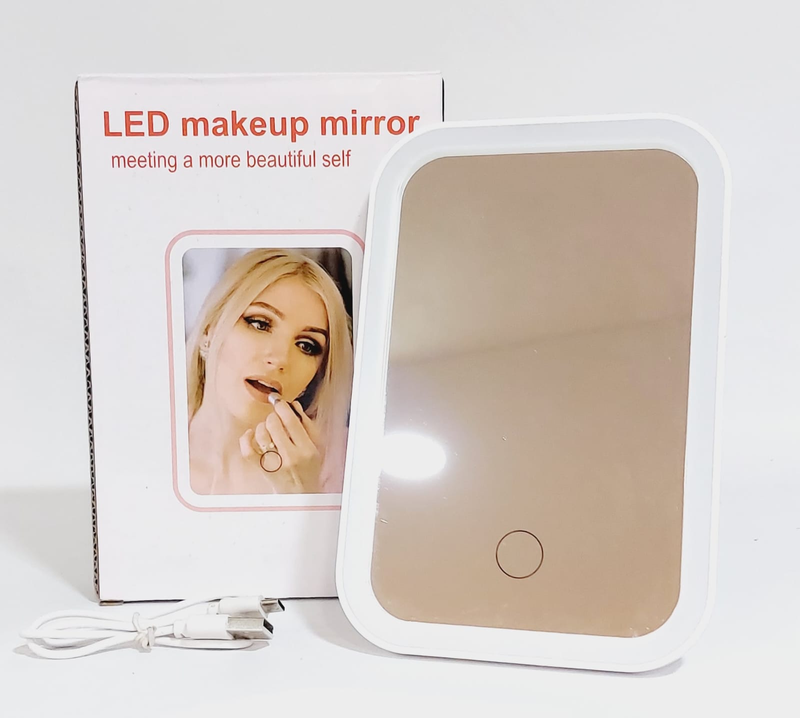 ESPEJO LED MAKEUP RECTANGULAR - LUZ BLANCA, CALIDA Y MIXTA - RECARGABLE