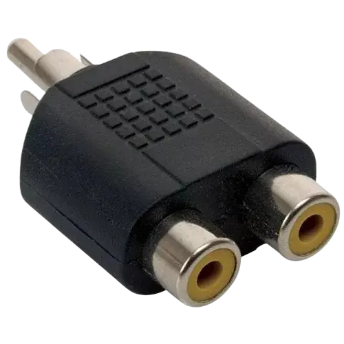ADAPTADOR RCA MACHO A 2 RCA HEMBRAS