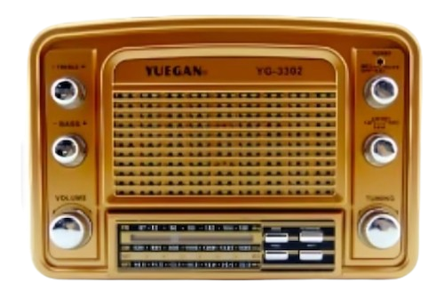 RADIO PORTATIL BLUETOOTH - VINTAGE RETRO  YUEGAN YG-3301BTS - 4 BANDAS