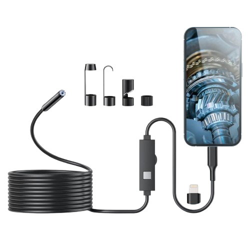 CÁMARA ENDOSCÓPICA 6MM - 2M - FLEXIBLE - ANDROID - PC - USB - MICRO USB - TIPO C