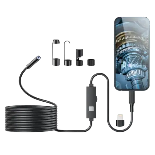 CÁMARA ENDOSCÓPICA 6MM - 2M - FLEXIBLE - ANDROID - PC - USB - MICRO USB - TIPO C
