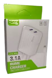 CARGADOR RÁPIDO IPHONE PRO21 3.1A - 2 PUERTOS USB + CABLE LIGHTNING