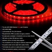 TIRA DE LED ROJA 5050 - 5 MTS - SIN FUENTE - SILICONADA