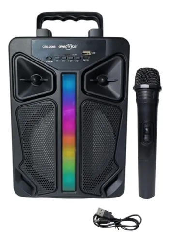 PARLANTE GREATNICE BLUETOOTH 6.5" GTS-2066 - RGB - CON MICRÓFONO INALÁMBRICO DE GRAN CALIDAD - MUY POTENCIADO