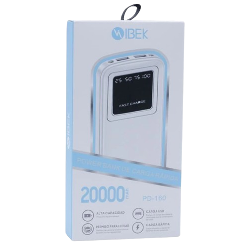 POWER BANK 20000 MAH - IBEK PD-165 - MULTI CONECTOR - PANTALLA LCD - CARGA RÁPIDA