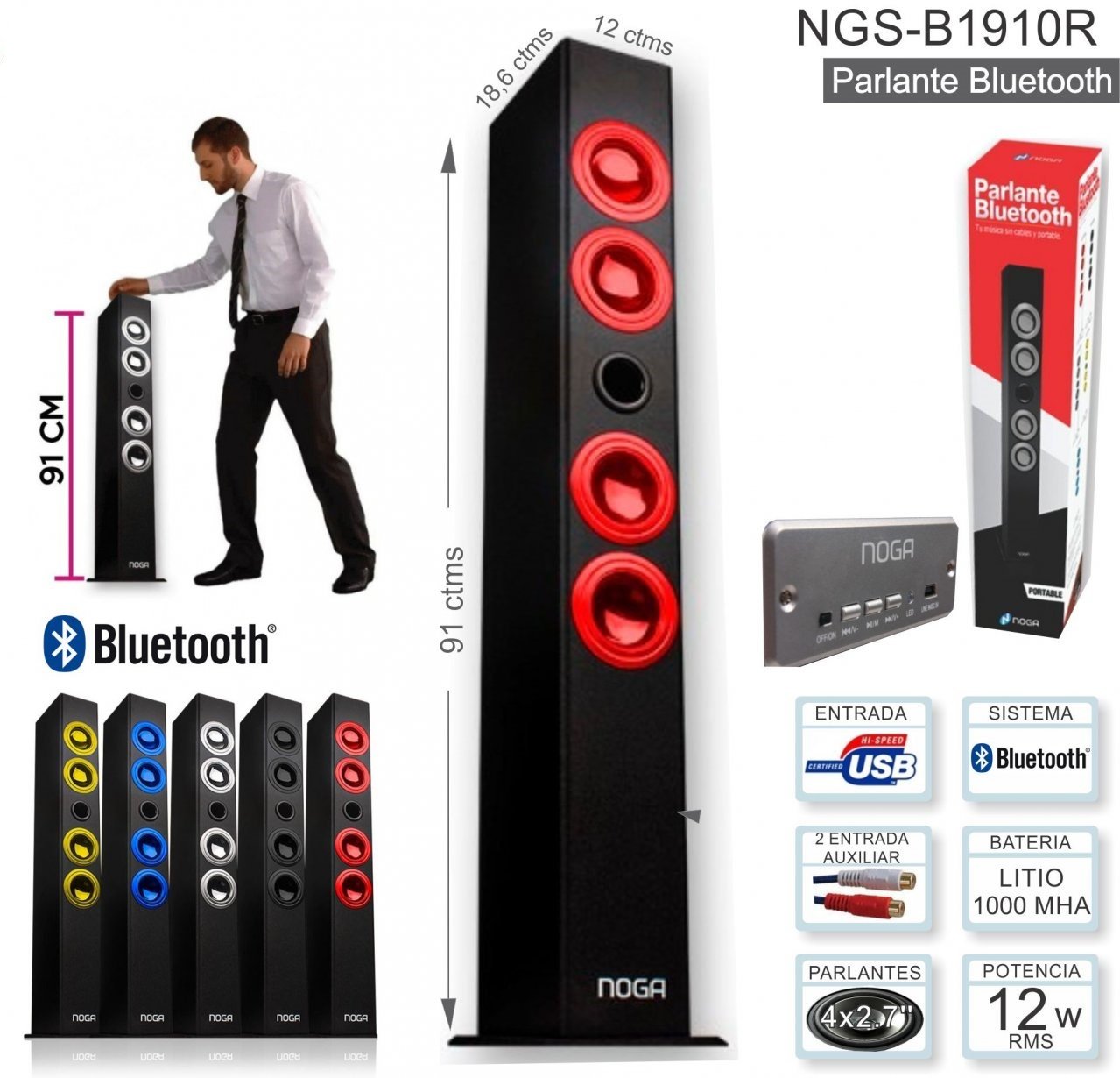 PARLANTE BLUETOOTH NOGA TORRE NGS-B1910