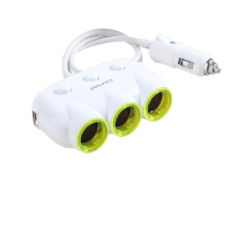 ADAPTADOR CARGADOR DE COCHE UNIVERSAL -  3 PUERTOS + 2 USB - 3.1A