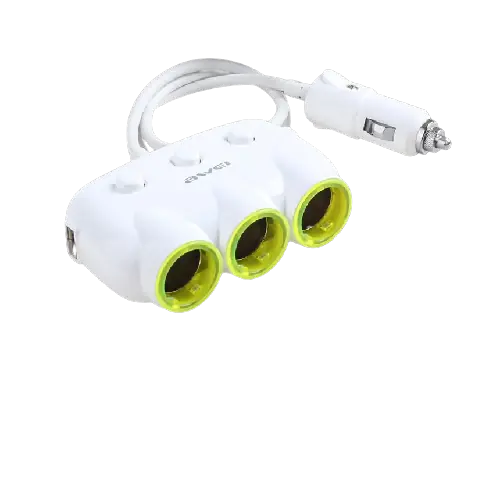 ADAPTADOR CARGADOR DE COCHE UNIVERSAL -  3 PUERTOS + 2 USB - 3.1A