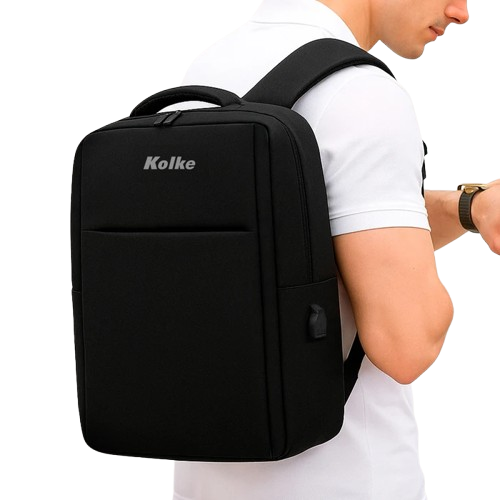 MOCHILA KOLKE KVM-710 EJECUTIVA ELEGANT - 1 PUERTO USB 2.0 - 2 COMPARTIMENTOS CON CIERRE - DIMENSIONES 29X41X12CM - NEGRA
