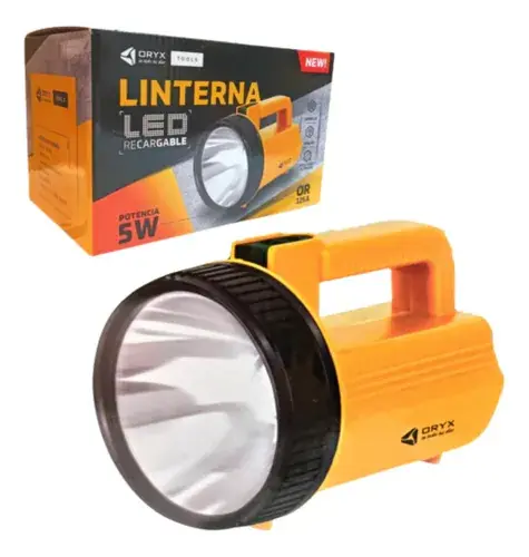 LINTERNA  RECARGABLE LED BUSCAHUELLAS ORYX - HASTA 10 HORAS DE DURACIÓN - POTENCIA 5W - MOD. OR-003L