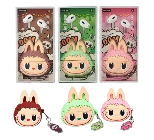 AURICULAR EARBUDS BT LABUBU EN CAJA + LLAVERO + FUNDA - COLORES